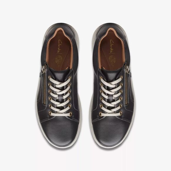 Clarks Womens Nalle Lace Sneaker - Black Leather/White Lace NEW - Picture 5 of 6